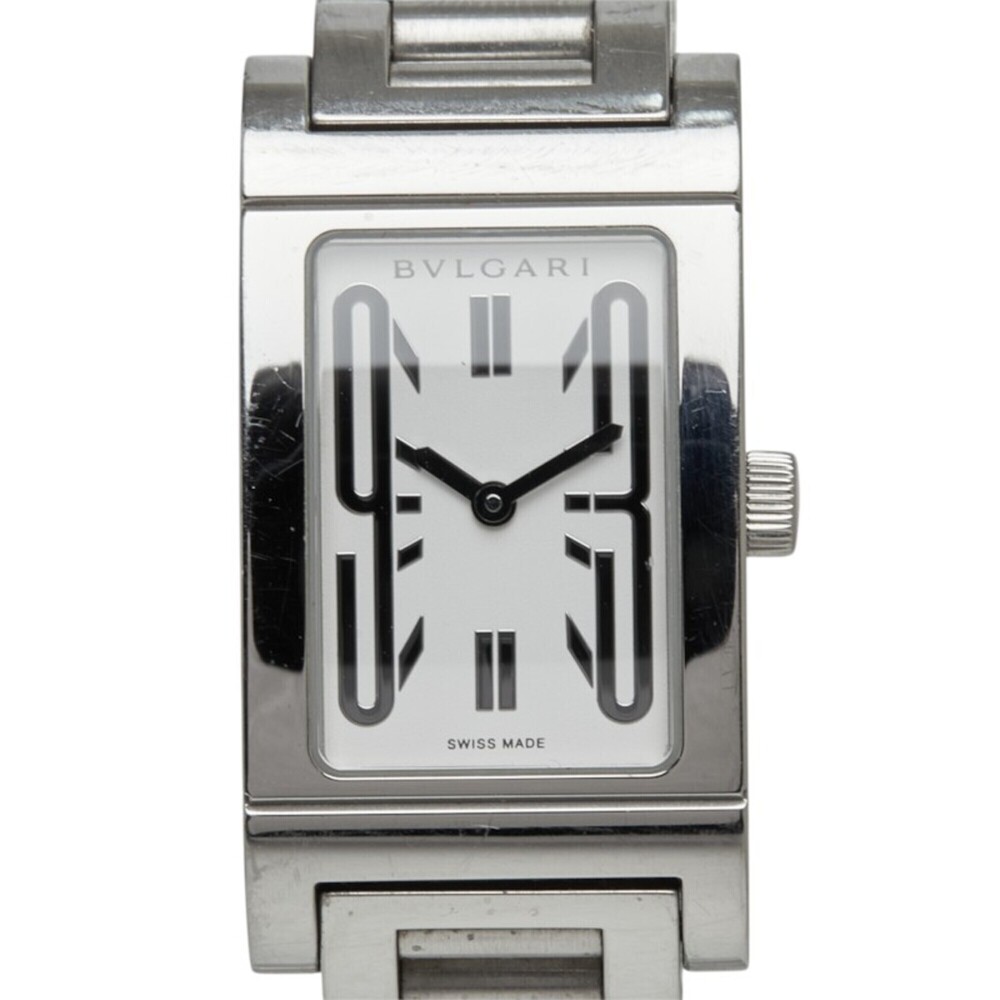 Bulgari Rettangolo Watch RT39S Quartz White Dial Stainless Steel Women's BVLGARI